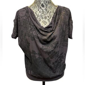 Express Draped Charcoal Gray Knit Top. Cotton Modal Comfy Soft